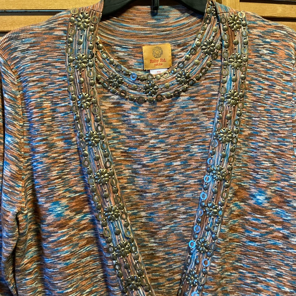 Ruby Rd. Multicolored Embellished 2pc Cardigan Set - image 4